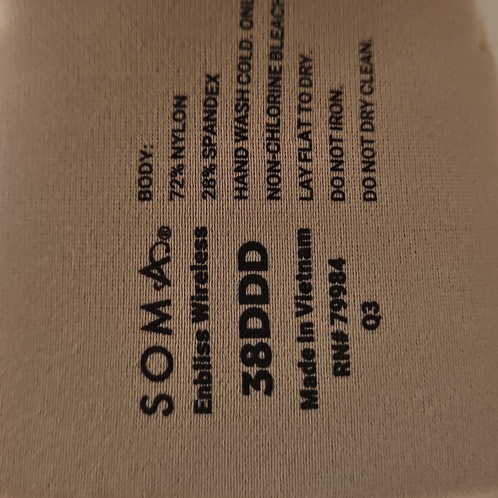 Soma Beige Seamless Enbliss Wireless Bra 38DDD - Picture 2 of 4
